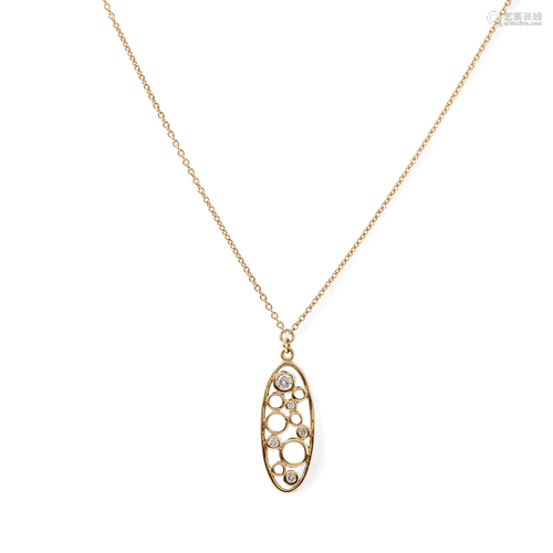 A modern 18ct gold diamond set pendant