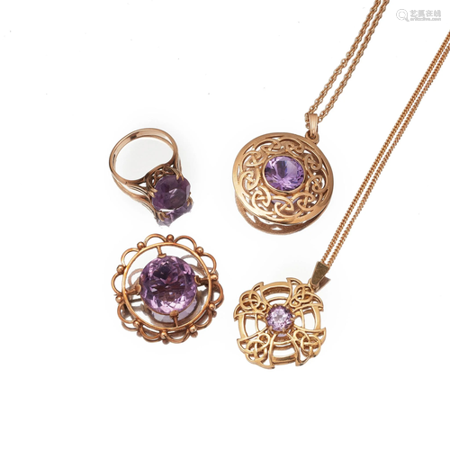 A collection of amethyst jewellery