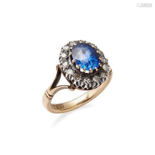 A sapphire and diamond set cluster ring