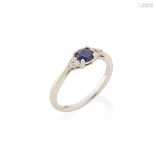 A sapphire and diamond set ring