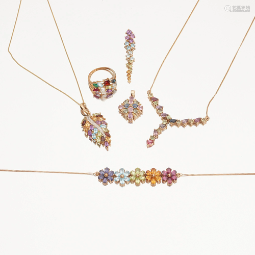 A collection of gem-set jewellery