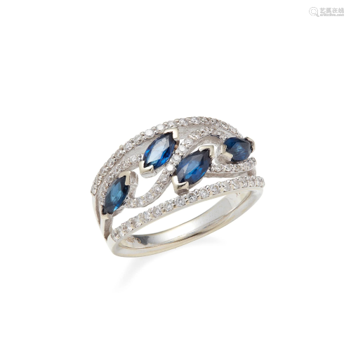 A sapphire and diamond set ring