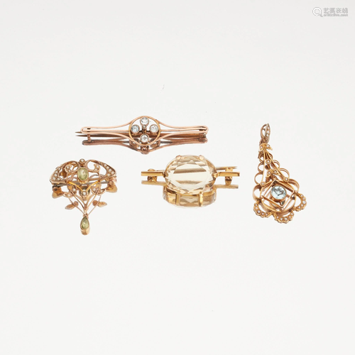 A collection of Edwardian gem-set jewellery