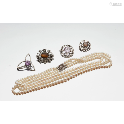 A three row pearl necklace