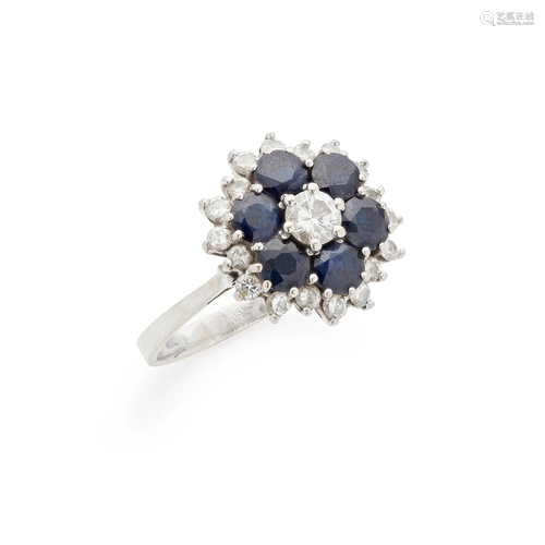 A sapphire and diamond set cluster ring