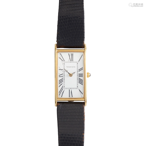 Tiffany: A gentleman's gold cased wrist watch