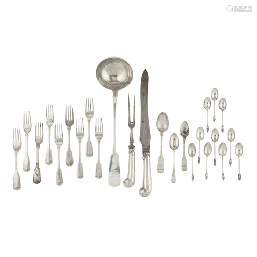 A George IV Irish soup ladle and other Irish flatware