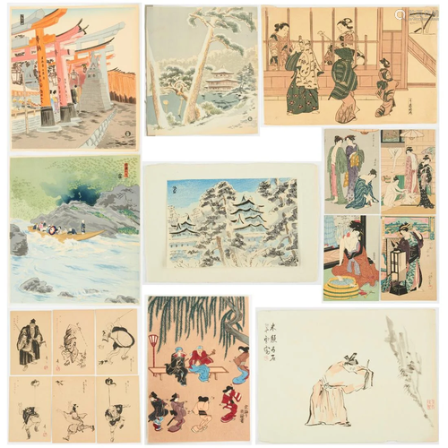 Grp: Japanese Woodblock Prints & Postcards -