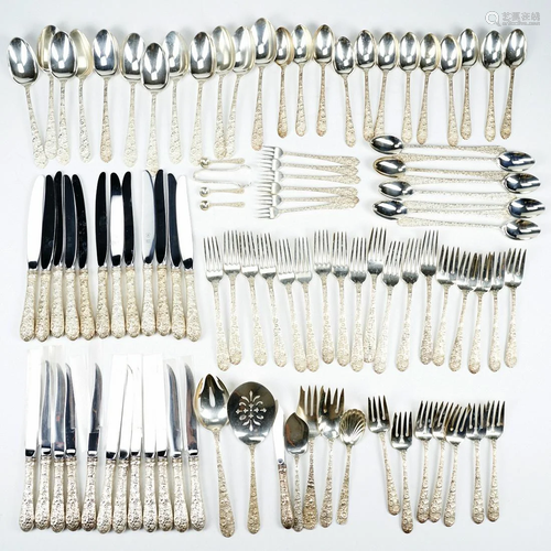 Set of Alvin Repousse Sterling Silver Flatware