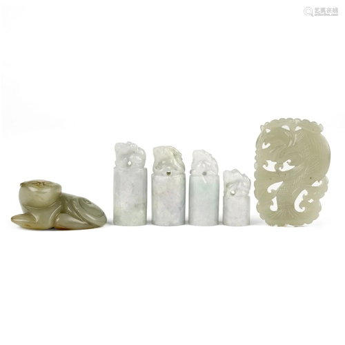 Grp: 6 20th c. Chinese Jade Carvings