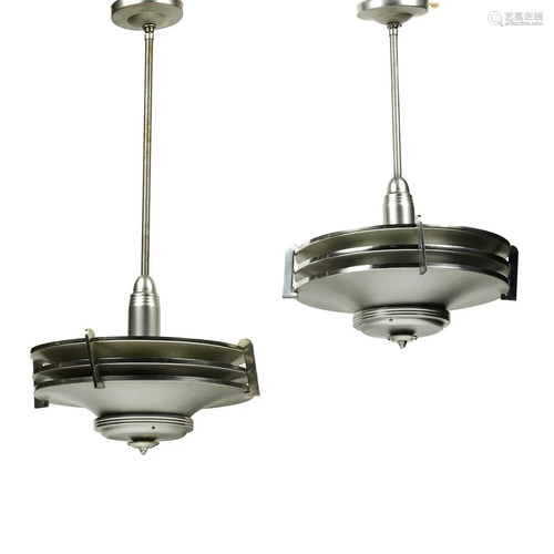 Pair of American Art Deco MCM Light Fixtures