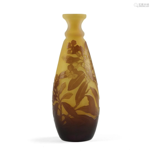 Galle Small Floral Cameo Glass Vase