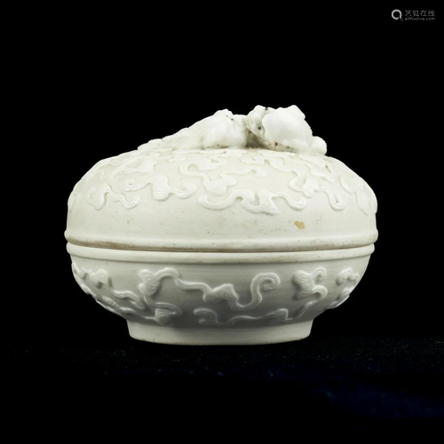 Chinese Carved Porcelain Dragon Paste Jar