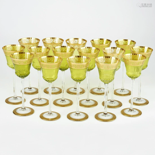 Set of 16 St. Louis Thistle Chartreuse Hock Glasses