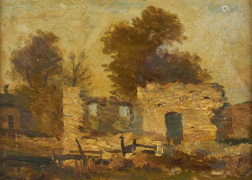 Nicholas Brewer Ruins Oil on Board