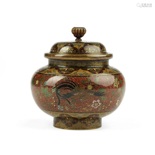 Japanese Meiji Cloisonne Enamel Small Covered Jar