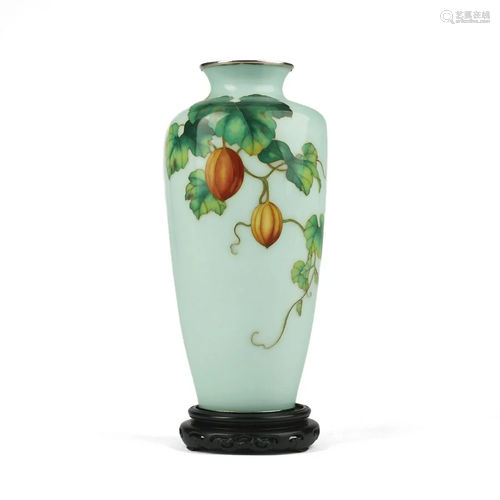 Ando Japanese Melons Cloisonne Vase - Marked