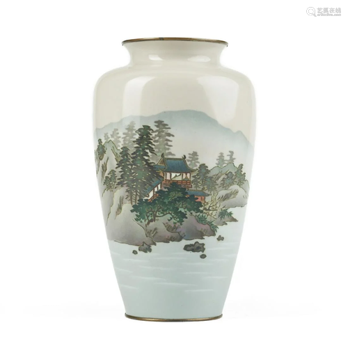 Japanese Meiji Cloisonne Landscape Vase - 10