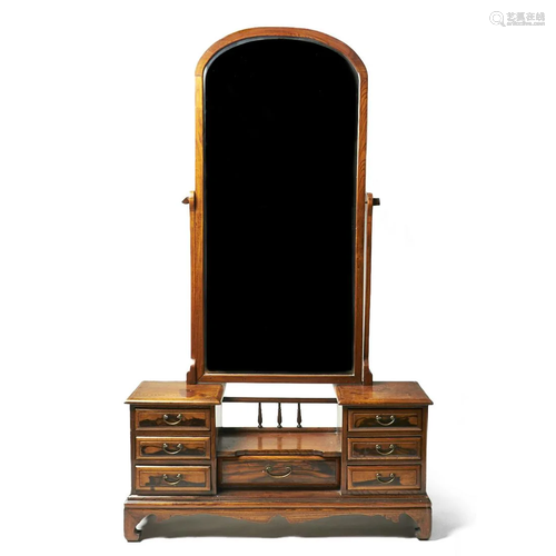 19th c. Korean Wooden Vanity Desk & Mirror