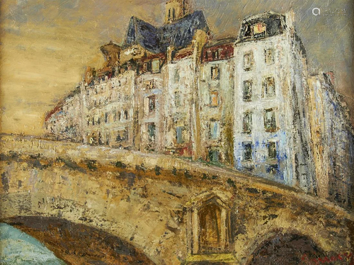 Edmund Quincy Pont Notre-Dame Paris Oil on Canvas