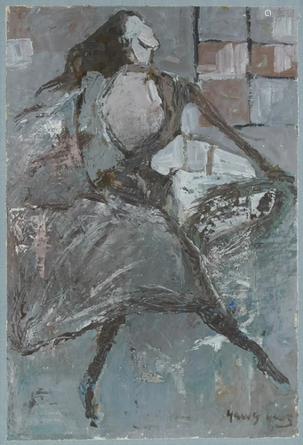 Yang Yang Woman in Blue Oil on Canvas