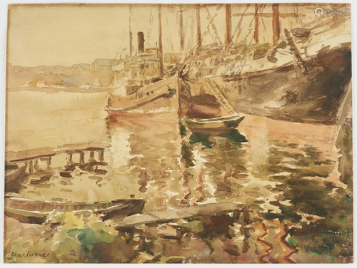 Edgar Forkner Harbor Watercolor