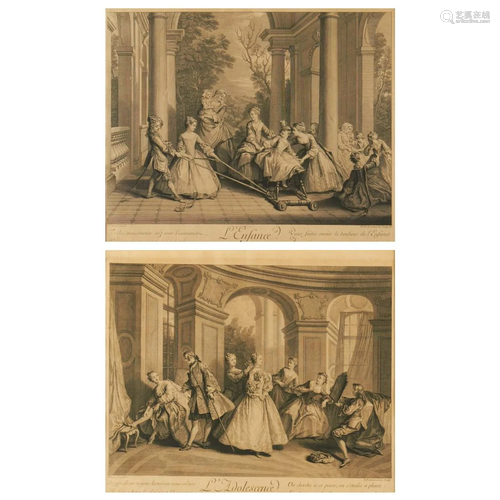 After Nicolas Lancret Pair of Engravings