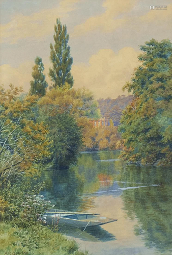 Alfred Robert Quinton River Scene Watercolor