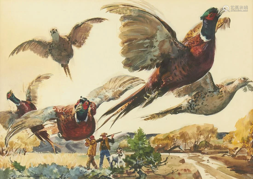 Warren Baumgartner Pheasant Hunting Watercolor