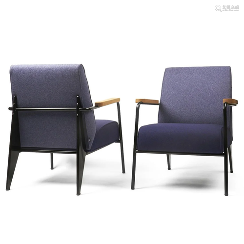 Pair of Jean Prouve Fauteuil de Salon Armchairs