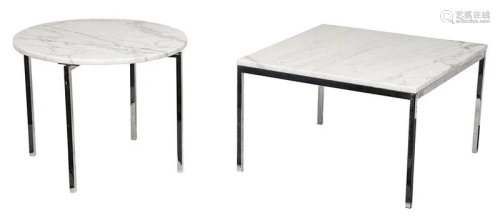 Two Florence Knoll Mid Century Marble Top Tables