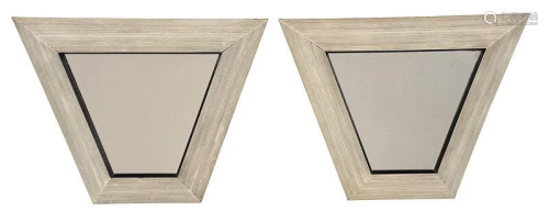 Pair of Modern Fluted Trapezoidal Mirrors
