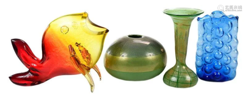 Group of Four Modern Glass Table Objects