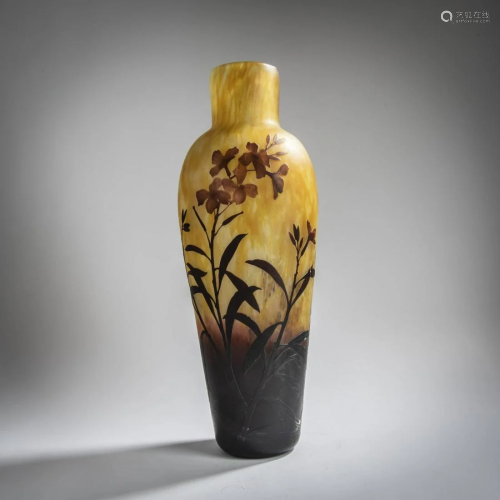 Daum Frères, Nancy, 'Laurier rose' vase, 1910-12