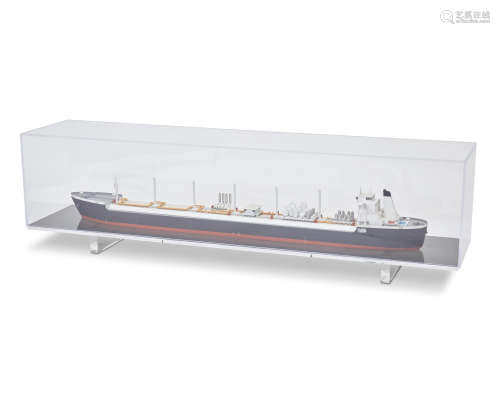 A model of a LNG natural gas carrier tank ship