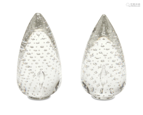 A pair of Steuben crystal Pineapple Luminors