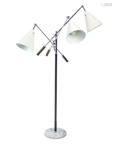 A Triennale-style chrome floor lamp attributed to