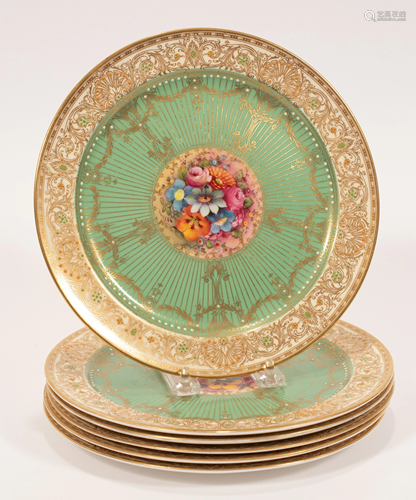 ROYAL WORCESTER HAND-PAINTED PORCELAIN SERVICE PLATES,