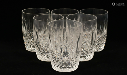 WATERFORD 'COLLEEN' CRYSTAL FLAT TUMBLERS, 6 PCS, H