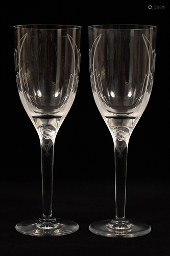 LALIQUE 'ANGEL' CRYSTAL FLUTES, PAIR, H 8