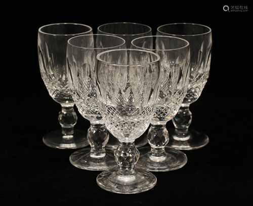 WATERFORD 'COLLEEN' CRYSTAL SHERRY GLASSES, 6 PCS, H