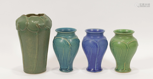 PEWABIC POTTERY VASES, 2007-2010, 4 PCS, H 8