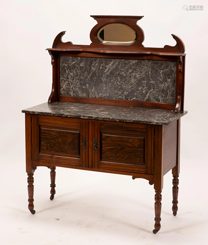 ART NOUVEAU STYLE MAHOGANY & MARBLE SIDEBOARD…