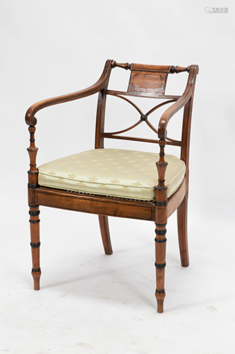 SHERATON OPEN ARMCHAIR, 19TH C, H 32