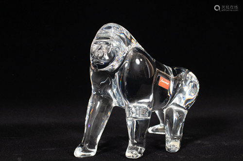 BACCARAT CRYSTAL GORILLA FIGURINE, H 6.5