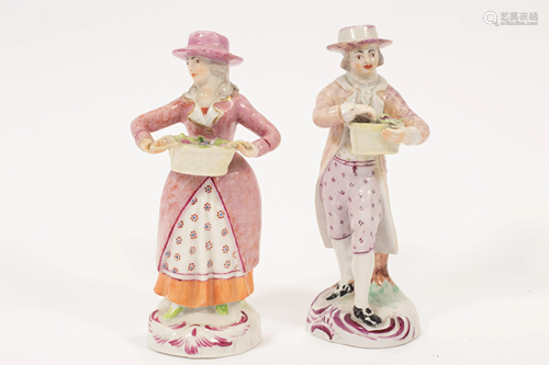 GERMAN PORCELAIN MINIATURE FIGURES, PAIR H 5.5