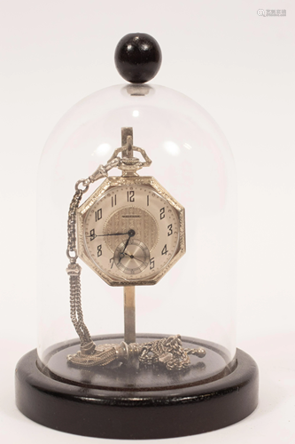 WALTHAM POCKET WATCH + STAND, DIA 1.75