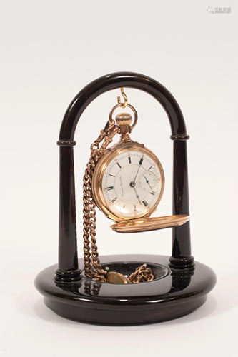 HAMPDEN WATCH CO. POCKET WATCH + STAND, DIA 2