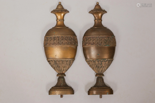 BRONZE URN FORM MOUNTS, PAIR, H 14.5