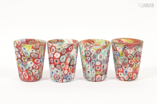 MURANO MILLEFIORI TUMBLERS FOUR, H 3